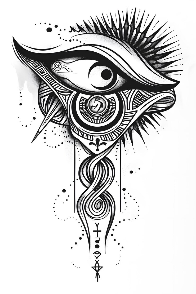 Foto olho de hórus antigo egípcio muito simples tradicional tatuagem flash estilos ilustração