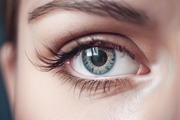 Olho feminino deslumbrante em macro com maquiagem natural chique e detalhada Generative AI