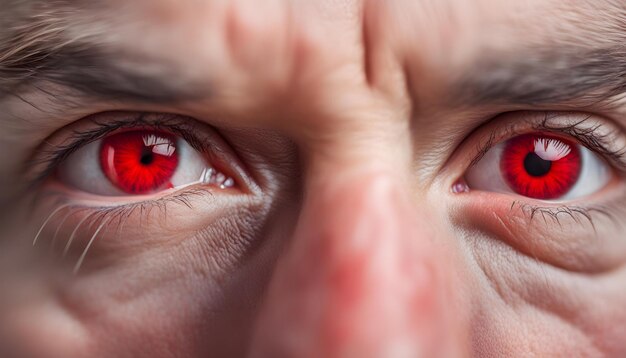 Olho humano vermelho em close