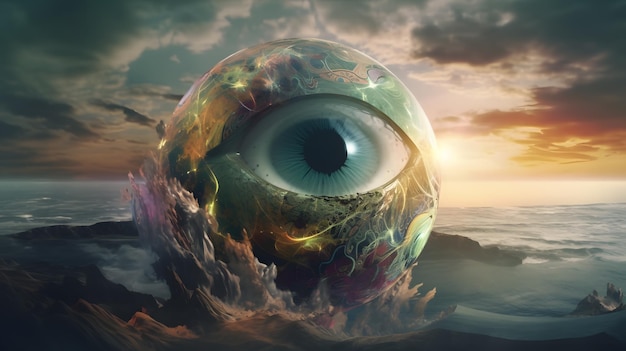 Olho Místico do Universo Detalhe Surreal do Olho Que Tudo Vê de Deus em imagens 8K sobrenaturais