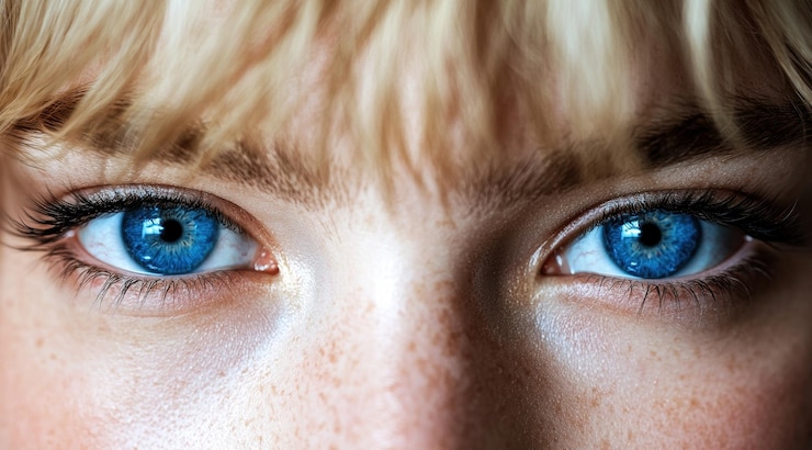 Foto olhos azuis impressionantes em close-up