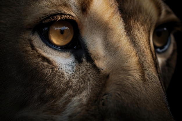 Olhos de leão em macro close gerado por IA