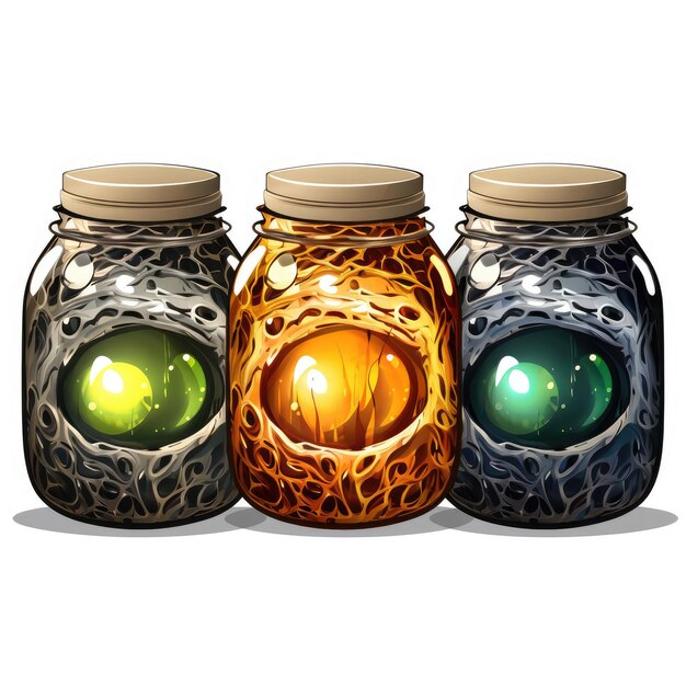 olhos de monstro jar garrafa ilustração de Halloween assustador horror design tatuagem adesivo isolado fantasia