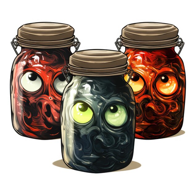 olhos de monstro jar garrafa ilustração de Halloween assustador horror design tatuagem adesivo isolado fantasia