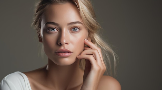 Foto olhos de mulher de beleza rosto saudável pele pura maquiagem natural modelo de beleza fresca spa jovem mulher bonita criado com tecnologia generative ai