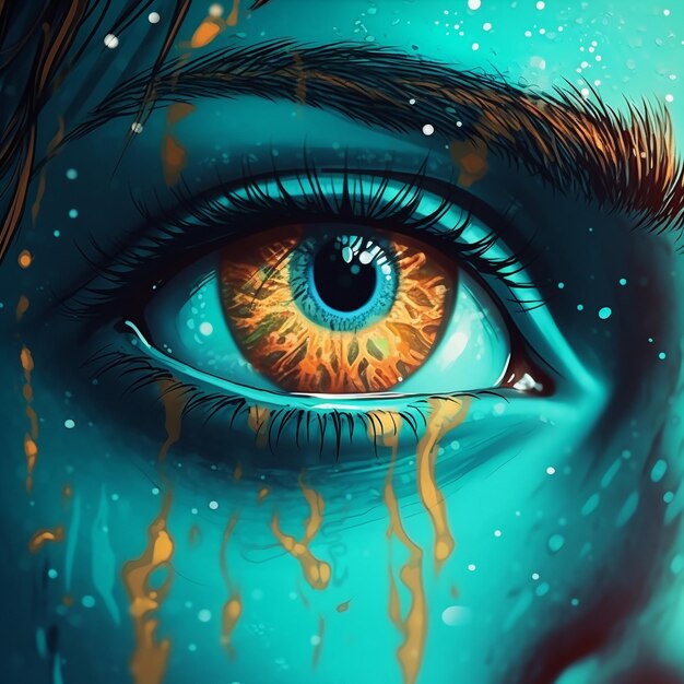 Foto olhos de neon de dragão e olhos de cores de neon de mulher bonita