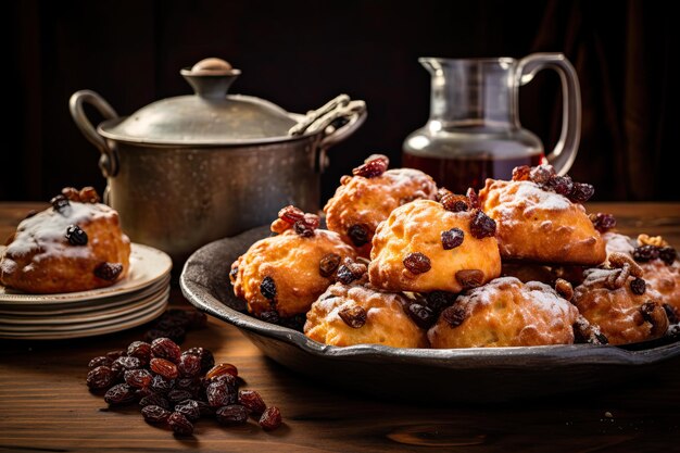 Foto oliebollen holandés con pasas