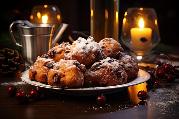 Foto oliebollen holandés con pasas