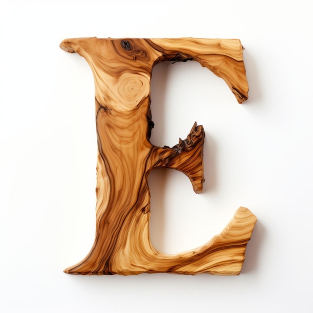 Foto olive wood letter e intertextuelles kunstwerk im fokus stapelstil