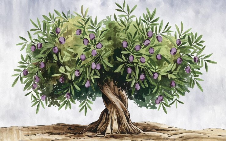 Oliveira Aquarela Pintura Ilustração Clip art