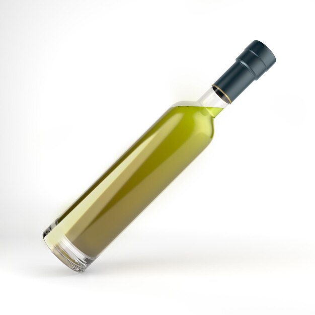 Olivenöl Flasche Seitenansicht In Weißem Hintergrund