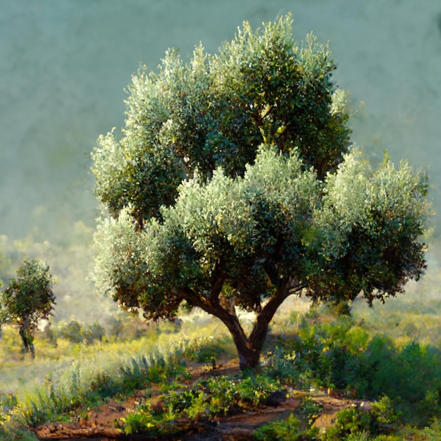 Olivenplantage mit altem Olivenbaum in Italien