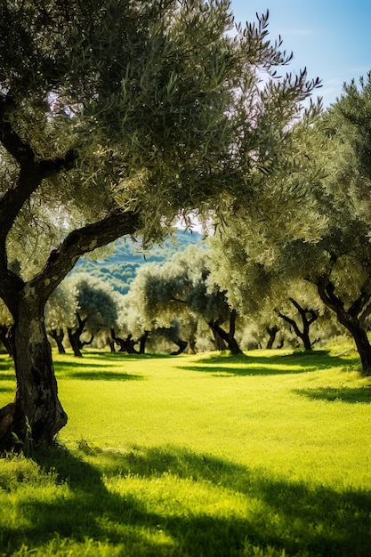 Foto olivos aislados bajo el cálido sol italiano