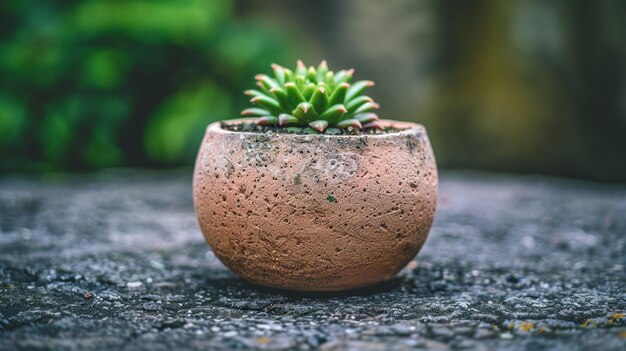 una olla con un cactus en ella está sentada en una superficie húmeda