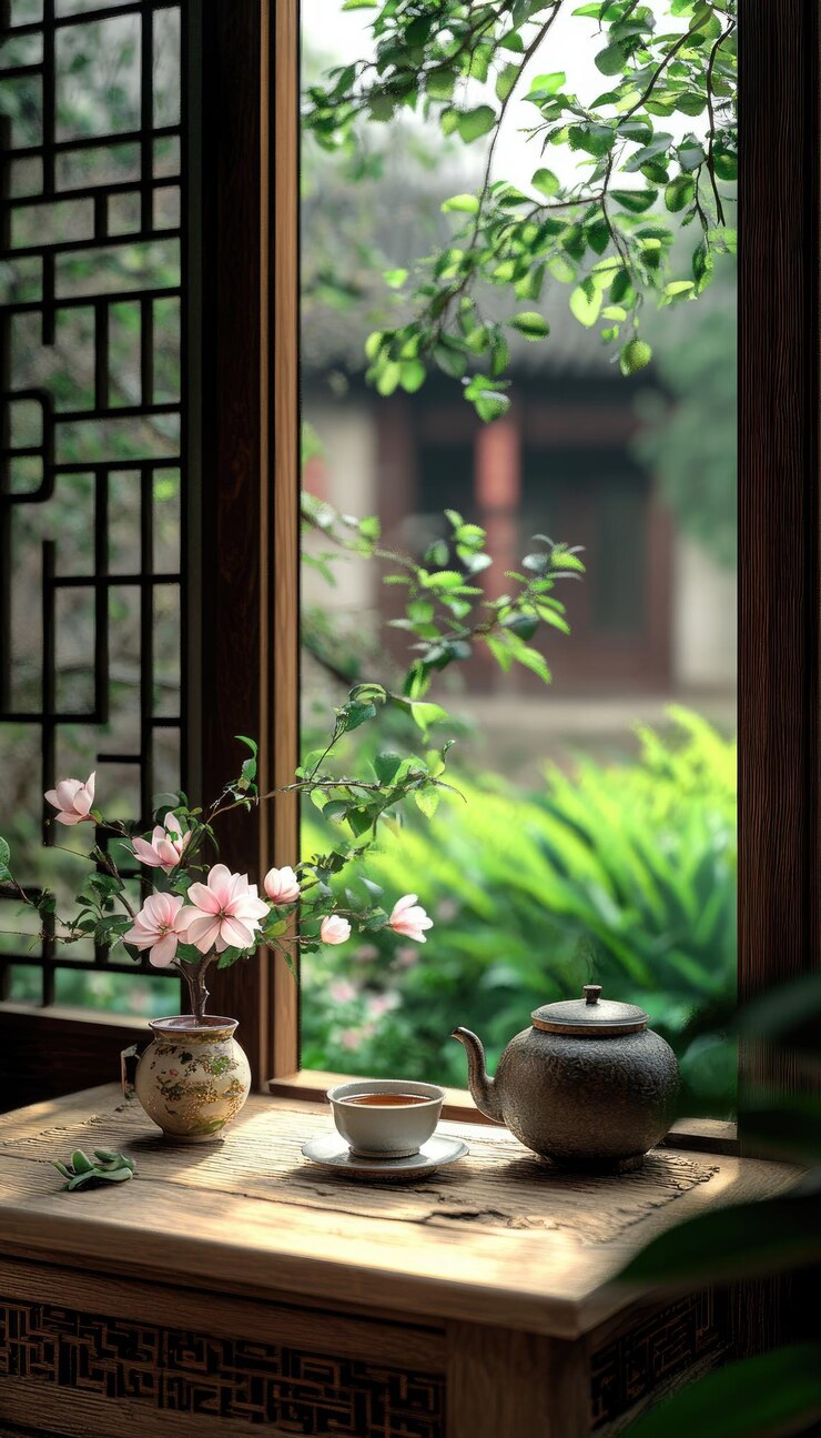 una olla de flores está en una mesa al lado de una olla con una flor