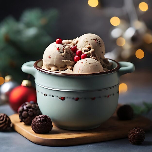 Foto olla de helado de navidad vegano y saludable ai