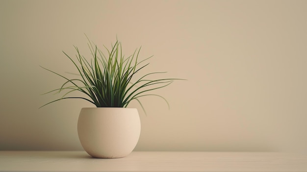 una olla de plantas blancas sentada en una mesa de madera blanca