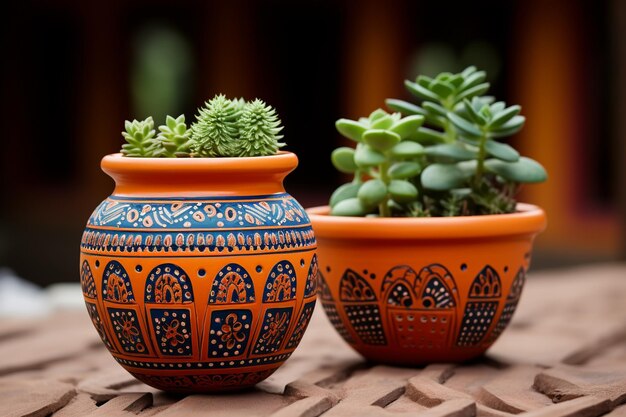 olla de terracota con un pequeño cactus en el interior