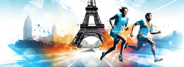 Olympische Spiele in Paris 2024 Illustration KI-generiertes Bild