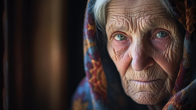 Oma alte einsame Frau Nahaufnahmeporträt einer älteren Frau