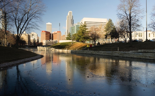 Foto omaha nebraska downtown city skyline missouri river