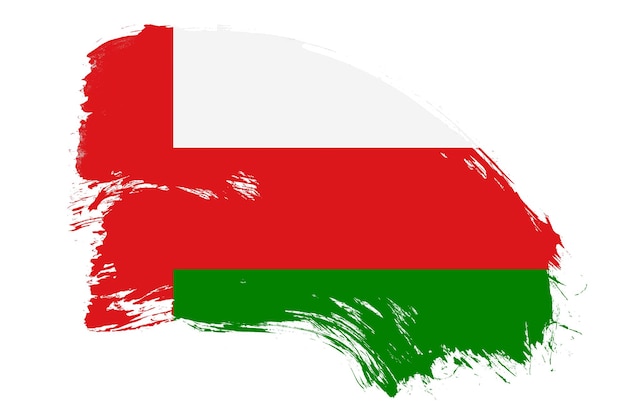 Oman-Flagge auf weißem Hintergrund mit abstraktem Pinsel-Textureffekt