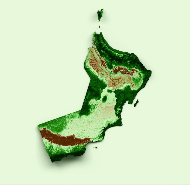 Oman Topografische Karte 3D realistische Karte Farbe 3D-Darstellung