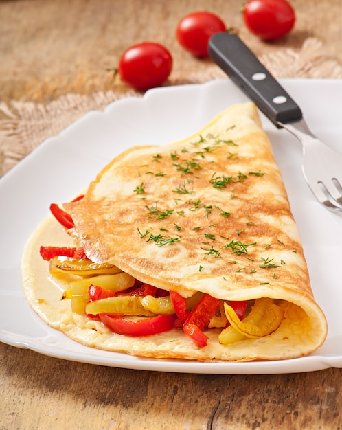 omelete com pimentos assados