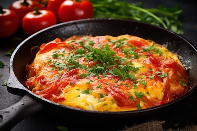 Omelete cozido em uma lata de muffins e servido em uma cama de vegetais mistos