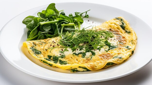 Omelete de ovo com espinafre e ricota no prato