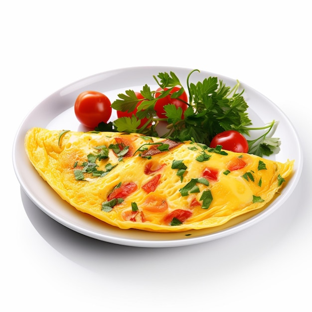 Omelete deliciosa fresca em um fundo branco