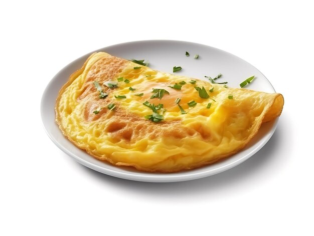 Omelete em fundo branco em close Ai Generative