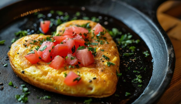 Foto omelette en forma de corazón para el desayuno del día de san valentín