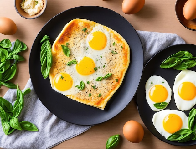 Omelette mit Pfannkuchen und Eiern