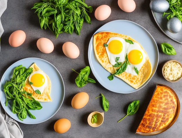 Omelette mit Pfannkuchen und Eiern