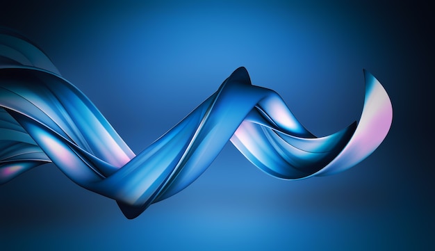 Onda 3D abstrata em fundo azul como papel de parede