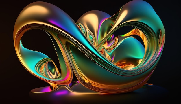 Onda 3D abstrata em Neon Holographic Motion Generative AI