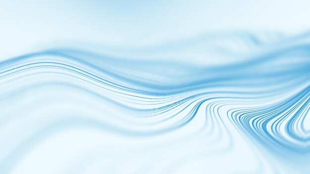 Onda abstracta azul sobre fondo blanco Ilustración digital azul