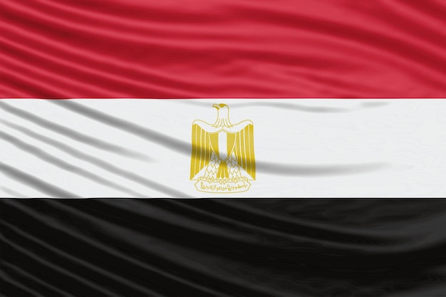 Onda de la bandera de Egipto cerca, fondo de la bandera nacional