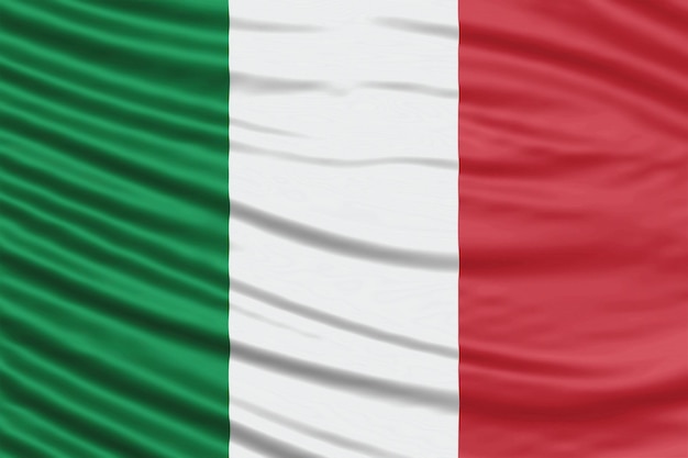 Foto onda de la bandera de italia close up, fondo de la bandera nacional