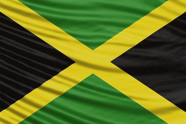 Onda de la bandera de Jamaica Close Up, fondo de la bandera nacional