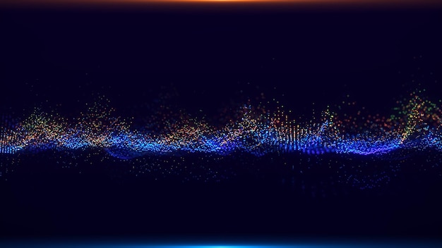 Foto onda brilhante futurista o conceito de big data conexão de rede cibernética fundo escuro abstrato de pontos conectados por linhas paisagem digital renderização em 3d