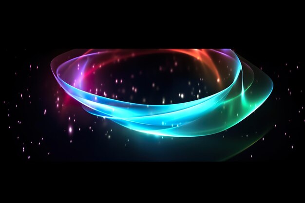 onda circular de luz de neón colorida generativa ai