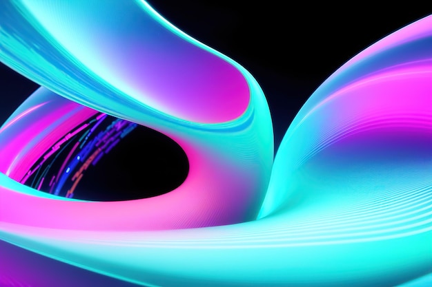 Onda curva holográfica iridescente fluida abstrata em movimento 3d colorido renderização fundo de design gradiente