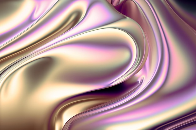 Onda curvada de seda holográfica holográfica iridescente fluida abstrata em movimento Fundo colorido renderização 3d Elemento de design para fundos, banners, papéis de parede, pôsteres, imagem gerada por IA