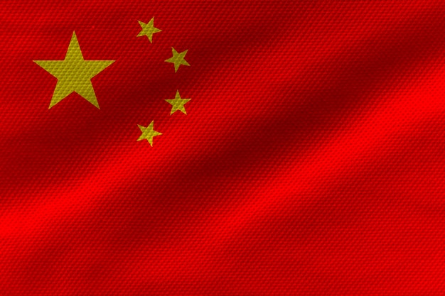 Onda da bandeira da China feita de tecido de seda A República Popular da China é a maior população do mundo e o maior crescimento da tecnologia econômica e poder militar