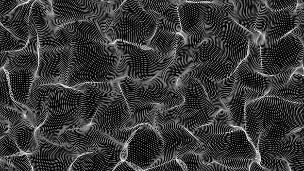 Foto onda de partículas fundo abstrato com uma onda dinâmica big data renderização 3d