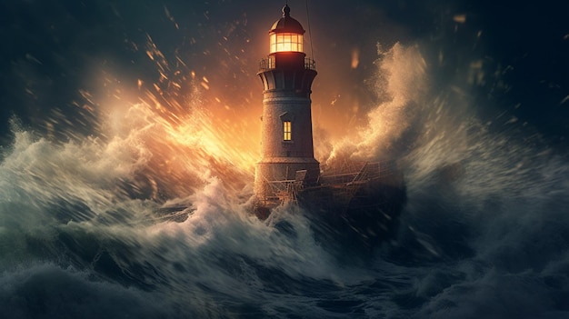 Onda de tsunami atinge farol histórico