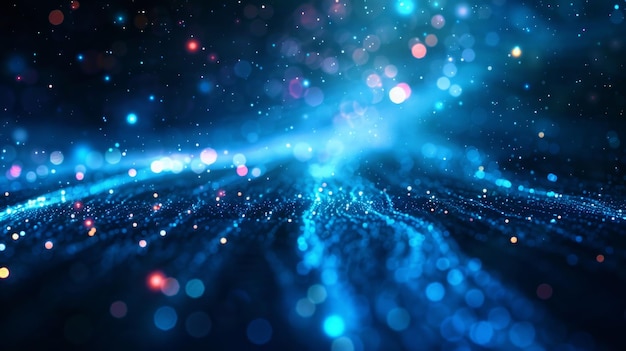 Onda digital abstracta con tecnología de partículas de punto azul abstracto