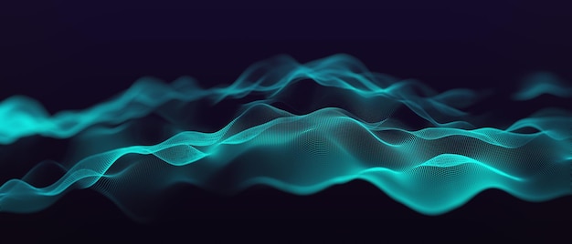 Onda digital azul creativa en fondo oscuro Concepto de tecnología e innovación Renderizado 3D